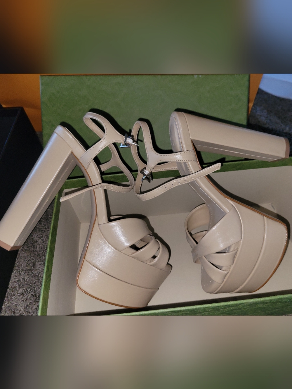 SCHUTZ KEEFA HIGH Ligh Beige Nude Leather Platform Sandals 6
